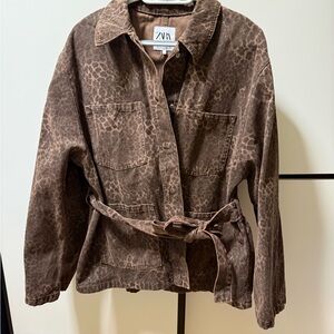 Zara leopard Utility Jacket